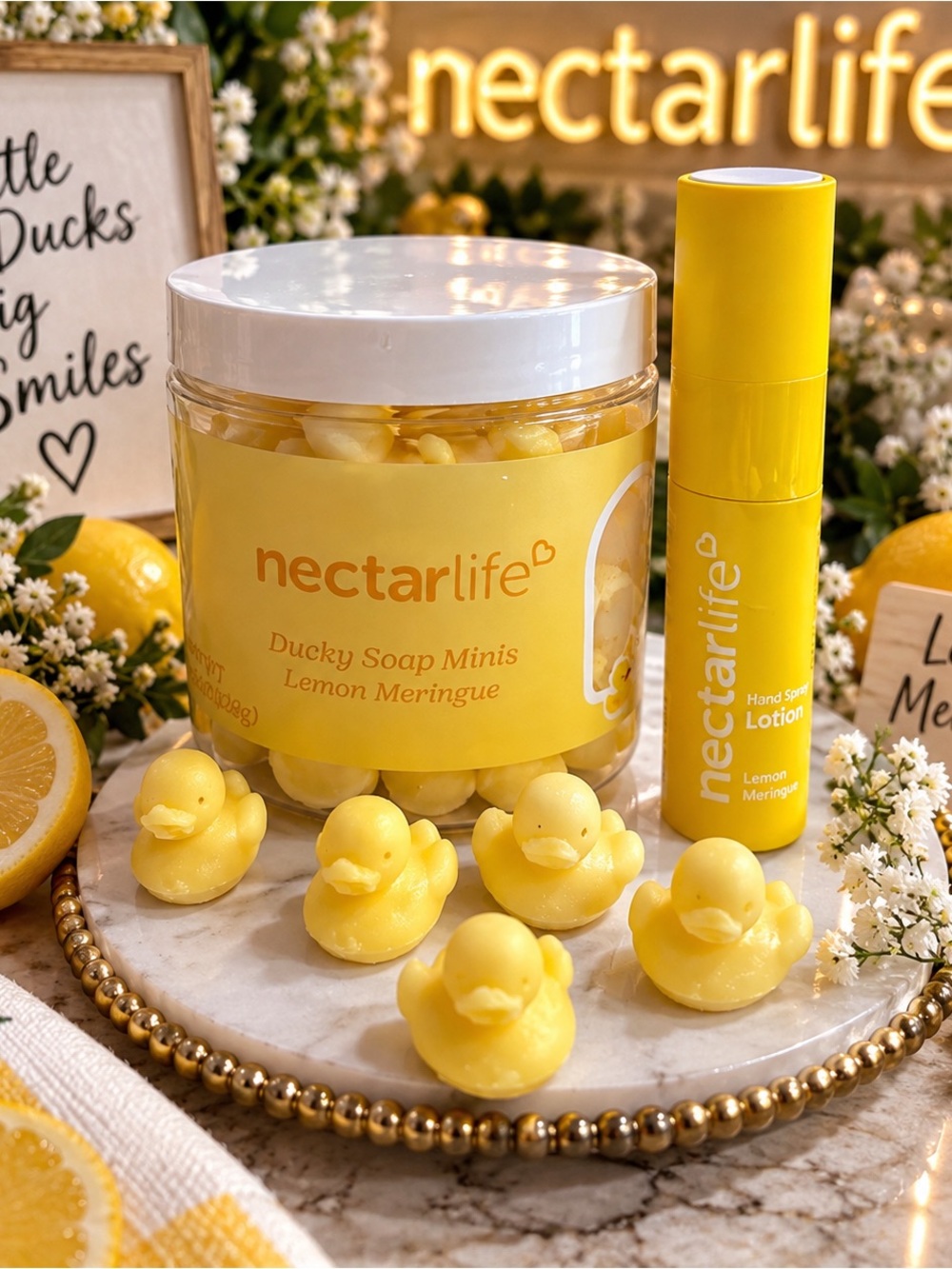 Lemon Meringue Ducky Soap Minis & spray lotion w/ sunflower oil